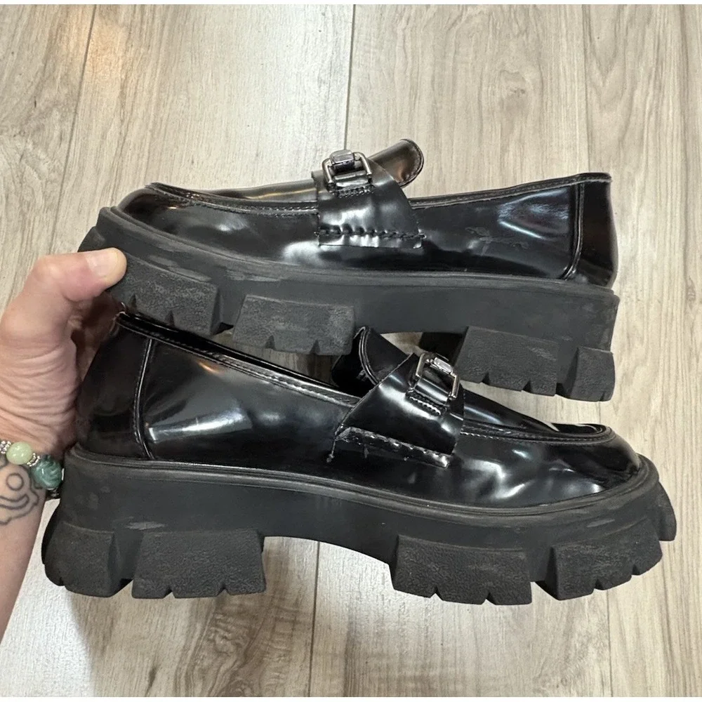 Vintage Y2K Steve Madden Black Patent Mary Jane Chunky Platform Heel Women 10-11